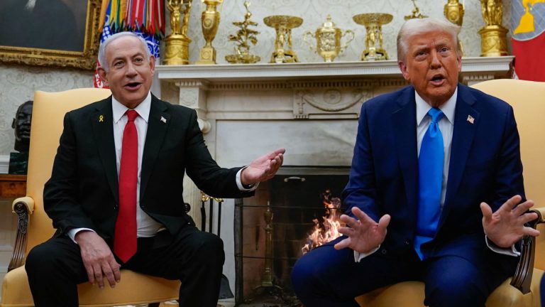 Trump dan Netanyahu di konferensi pers Gedung Putih